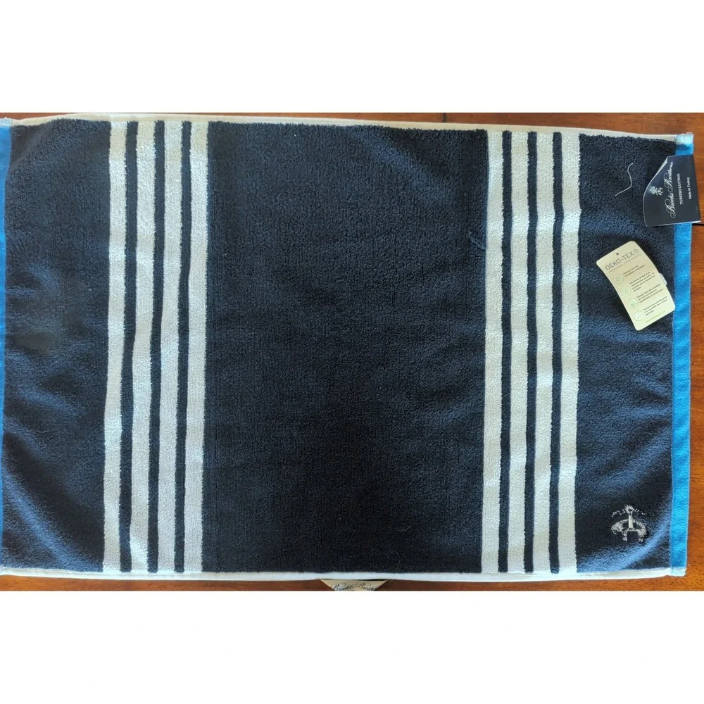 Brooks Brothers Nautical Stripe Dark Blue and White Bath Mat Bathroom Rug